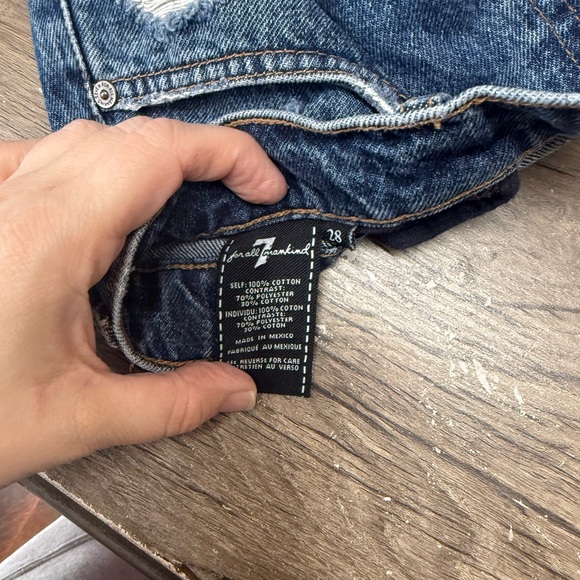 7 For All Mankind Distressed Denim Mini Skirt Size 28 - Picture 6 of 7